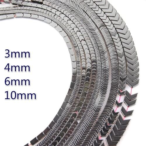 Natural Stone Hematite V-shaped Beads 3-10mm Black Zong Arrow Shaped Beads For Jewelry DIY Bracelet Necklace Accessories 16 Inch