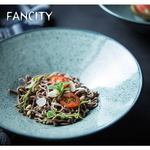 FANCITY European-Style Retro Old-Style Hat Bowl, Stoneware Ramen Bowl, Fruit Salad Bowl, Western Food Pasta Bowl, Large Soup