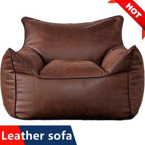 Single-seat Sofa Cover Beanbag Armchair Pouf Ottoman Puff Futon Bean Bag Chair Corner Seat Couch Suede Fabric Not Real Leather