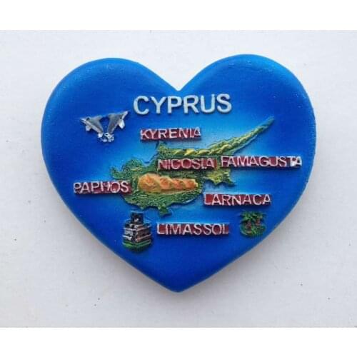 Heart-shaped CyprusTopographic Map Fridge Magnet Travel Souvenirs Refrigerator Magnetic Stickers Creative Home Decortion