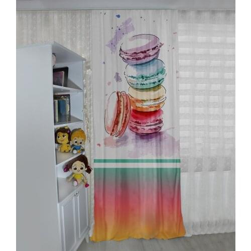 Renkli çocuk odası perdesi tatlı,kurabiye çocuk perdesi