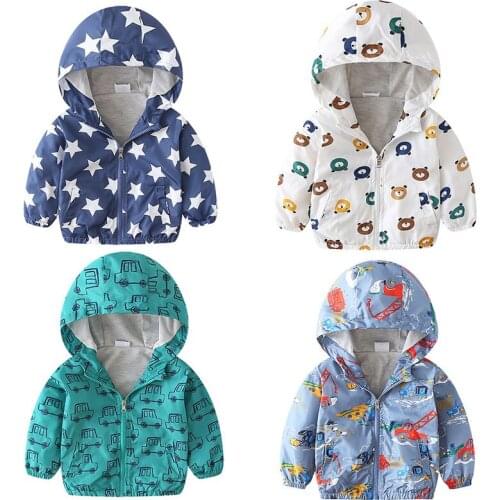 90-130cm Cute Dinosaur Spring Children Coat Autumn Kids Jacket Boys Outerwear Coats Active Boy Windbreaker Baby Clothes Clothing