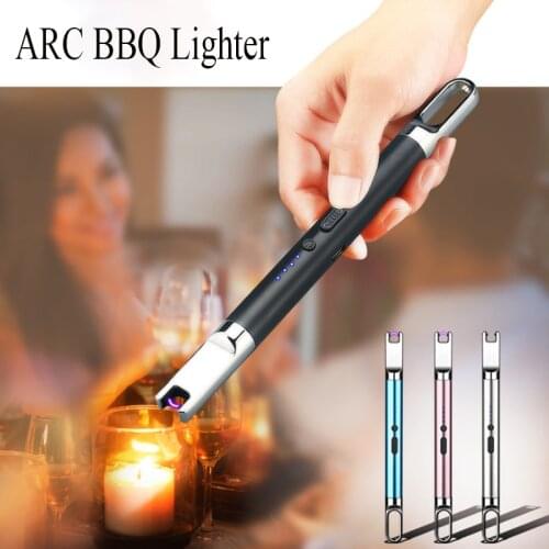 BBQ Electric Candle Lighter USB Rechargeable Kitchen Lighters Outdoor Windproof Plasma Arc Flameless Pink Lighter