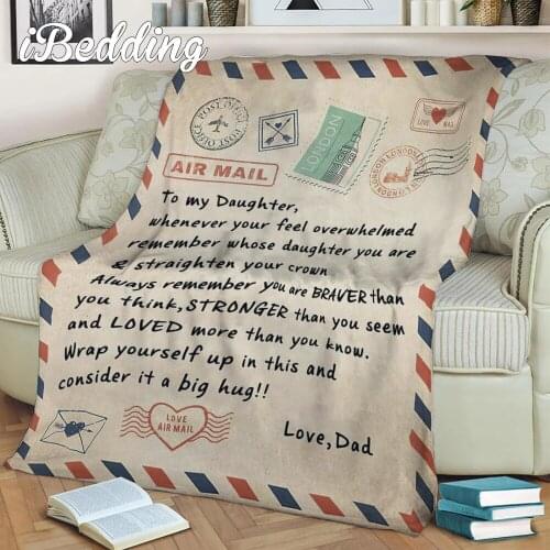 Message Letter Flannel Blanket Gift To My Daughter Son Comfortable Perfect Blanket Throws for Bed Sofa Home Dropshipping