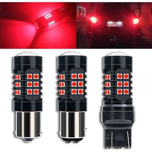 Fuleem Strobe Flashing Enabled Red 30 SMD 3030 7443 T20 1156 1157 LED Bulbs For Brake Tail Lights
