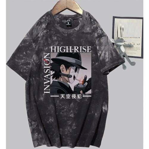 High Rise Invasion Anime T-shirt Tenkuu Shinpan Cartoon Tees 90s Fashion Tie Dye Costume Harajuku Unisex Tops