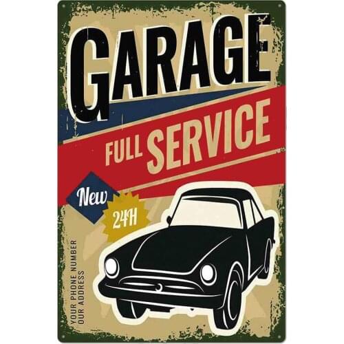 Garage Series Ggarage Full Service Tin Metal Wall Decoration Sign Man Cave Garage Wall Art
