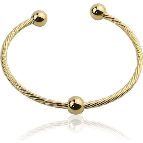 Hot Fashion Stainless Steel Jewelry Twisted String Steel Ball Bangle for Woman Bracelet Party Gift Wholesale