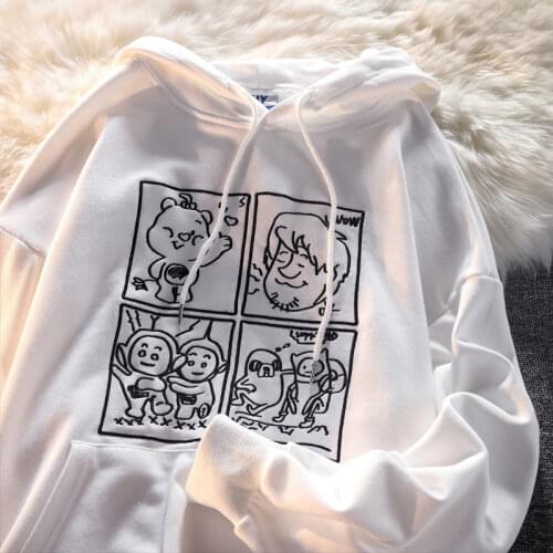 Retro Goth Bear Embroidery Hoodies Women Kawaii Sweatshirt 2021 Autumn Winter New Harajuku Brand Fashion Clothes for Teens Girls