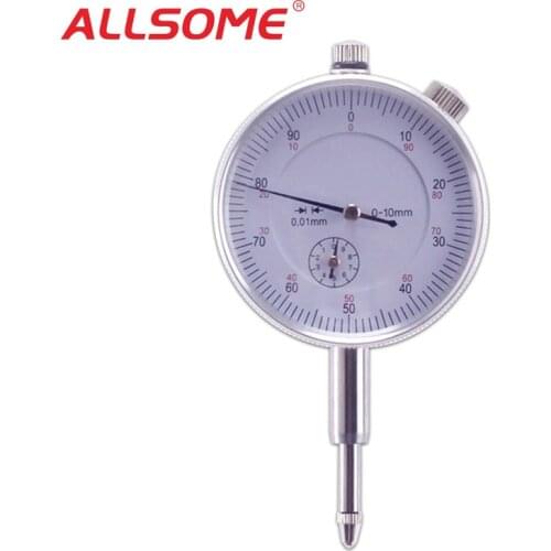 ALLSOME Dial Indicator Gauge 0-10mm Meter and Precise 0.01 Resolution Concentricity Test HT1605
