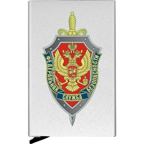 Classic Fashion Metal Men Women Credit Card Holder Russia FSB The Federal Security Service Printing Travel ID Case Rfid Wallet