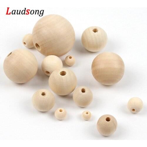 4-50mm Loose Round Ball Wood Spacer Bead Natural Lead-Free Wooden Beads For DIY Jewelry Making Handmade Accessories