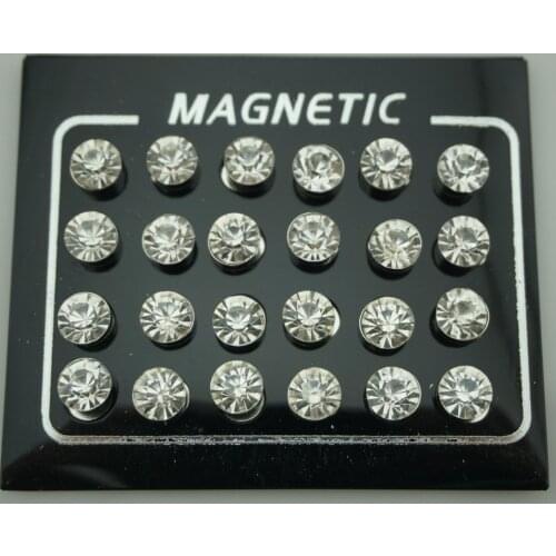 24pcs/lot 4/5/6/7mm Round Crystal Rhinestone Magnetic Stud Slimming Earrings Lose Weight Magnetic Health Jewelry