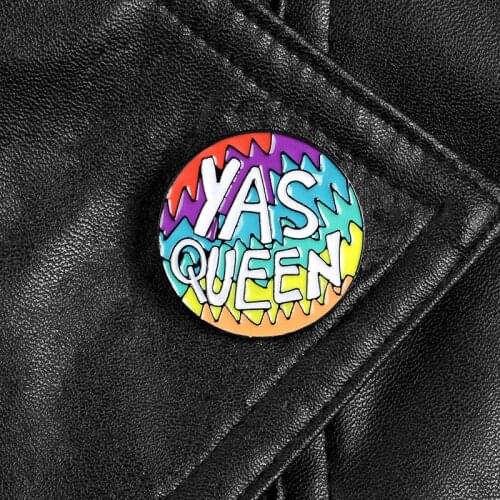 Round Colorful Sawtooth Pins YAS QUEEN Enamel Pins Custom Badges Rock Brooches Badges Denim Clothes Bag Pins Gift For Friends