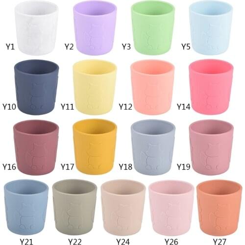 Toddler Baby Food Grade Silicone Training Cup Cute Cartoon Squirrel Animal Pattern Unbreakable Mug Infant Anti-Slip Dishwasher S