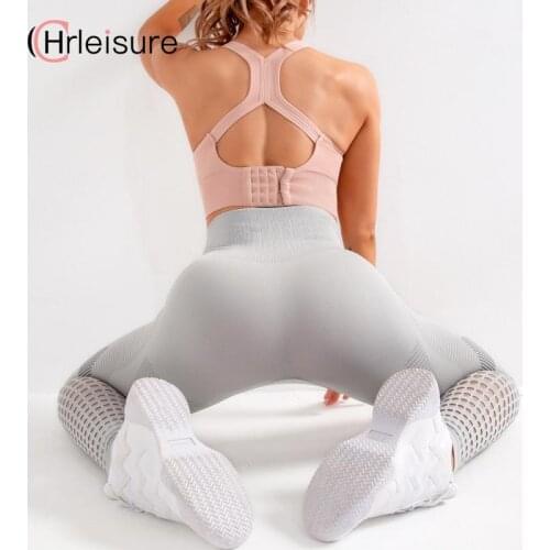 CHRLEISURE Women Leggings Seamless High Waist Fitness Push Up Leggins Hollow Out Breathable Quick-Drying Workout Femme Pants
