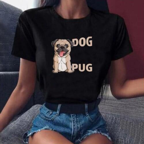 Summer Fashion T-shirt Korean Cartoon Short Sleeve Tee Shirt Femme Funny Pug Dog Print T Shirt Women Tops Casual Camiseta Mujer