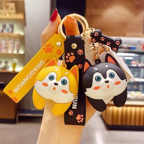 Cute Animal Dog Ass Husky Butt Keychain Key Chain Creative Bag Ornament Trend Couple Accessories Car Key Holder Ring Gift