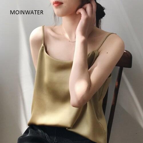 MOINWATER Women New Camis Tops Lady Silky Tees Female Fashion White Black Sleeveless Summer Clothing MCT2001