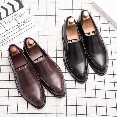 2019 autumn brand classic simple comfortable high quality soft bottom casual fashion business flat mens leather shoes loafers