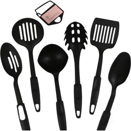 Black 6pcs/set Kitchen Utensils Set Non-stick Kitchenware Cooking Tools Spoon Soup Ladle Spatula Shovel Tools Gadget Accessories