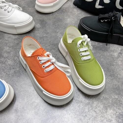 2021 new canvas shoes womens spring and autumn British style simple and versatile thick-soled breathable sports casual shoes