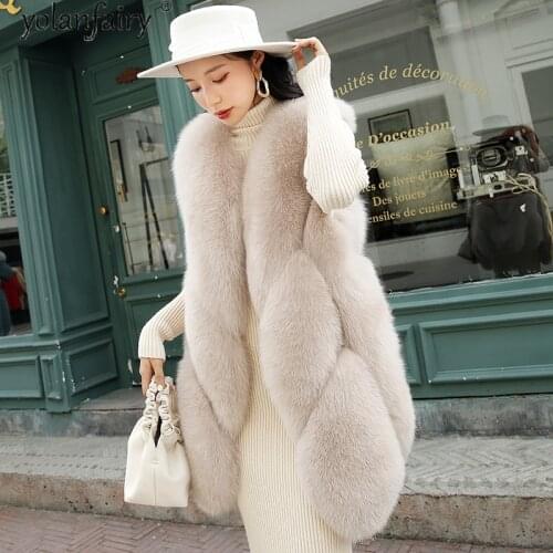 Real Fur Coat Women Winter Jacket Fox Fur Vest Women Sleevelss Luxury Clothes Furry Vests 2021 Veste Fourrure Femme KJ6479