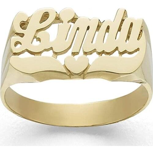 Personalized Carved Name Rings Initial Ring Name Rings Personalized 18K Gold-Plated Rings for Women Gifts