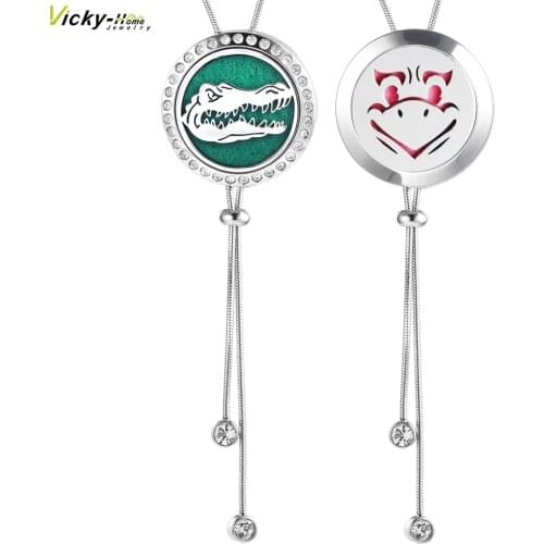 Hot Aromatherapy Essential Oil Necklace Stainless Steel Diffuser Locket Felt Pads 35.5in Adjustable Snake Chain Perfume Pendan