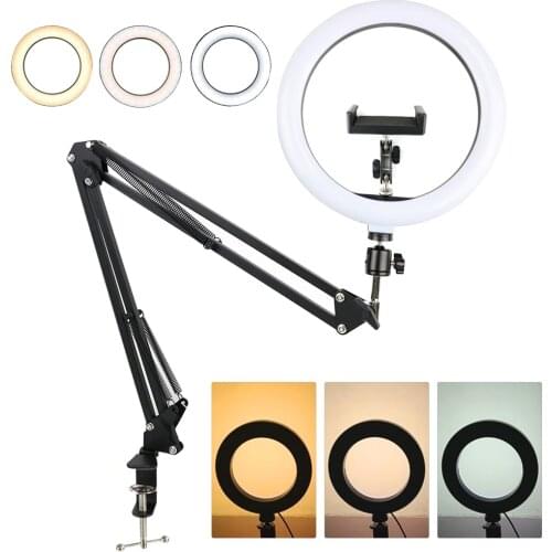 Professional LED Selfie Ring Light With Long Arm Holder Stand Camera Phone USB ring lamp Photography Light For Youtube Tiktok