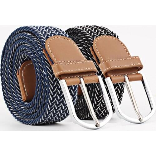 2018 Two-color Cross Canvas Belt Mens Elastic Belt Casual Stretch Knitting Needle Buckle Student Women High Quality Belt