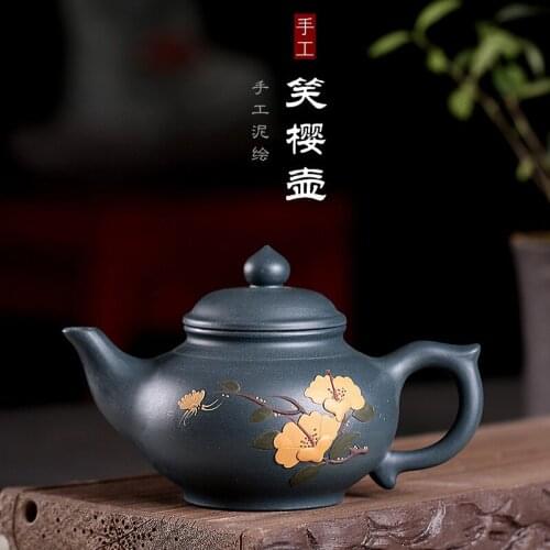 Ore chlorite green smile sakura teapot all hand pot of the republic of China on a commission basis a drop shipping