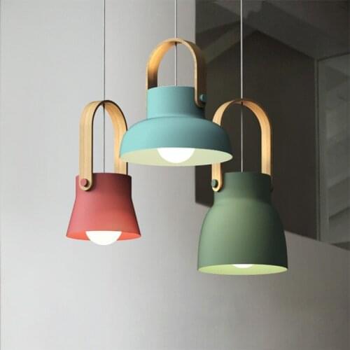 Nordic LED Iron Pendant Lights Macaron Color Creative Pendant Lamps Bedroom Restaurant Hanging Lamps Indoor Dinning Room Lights