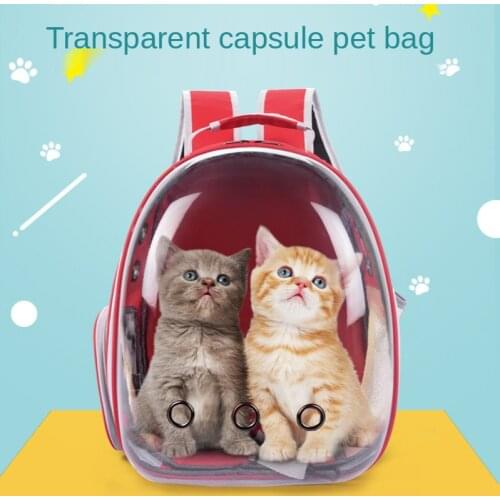 Outdoor Travel Pet Bag Cats and Dogs Go Out Convenient Backpack Transparent Space Capsule Super Breathable Pet Backpack