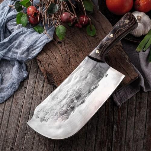 Thickened Longquan Forging Cut Bone Knife Old Kitchen Chopper Hammer Pattern Sharp Professional Market Sell Meat Tool Knives
