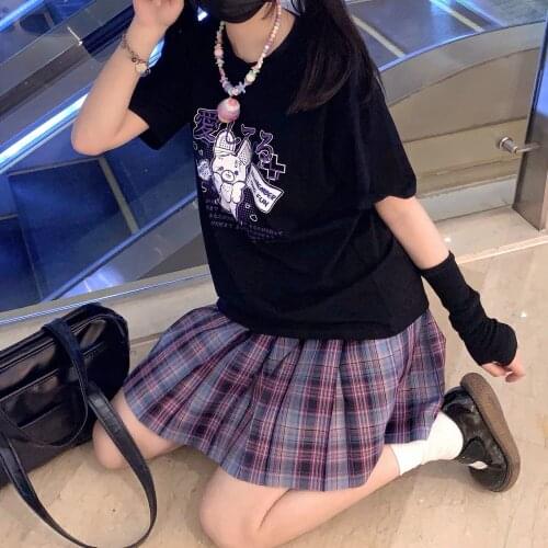 Ladies Top Gothic Tshirts Harajuku Clothes A Summer Gothic Clothing Sexy Female Loose Women T-Shirt Punk Dark Grunge Streetwear