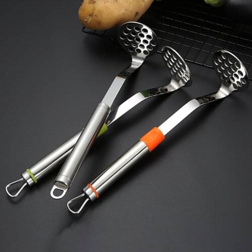 Fruit Mashers 1Pcs Pressure Mud Stainless Steel with Handle Multi Purpose Kitchen Tools for Food Mashed Potato Masher 3Color