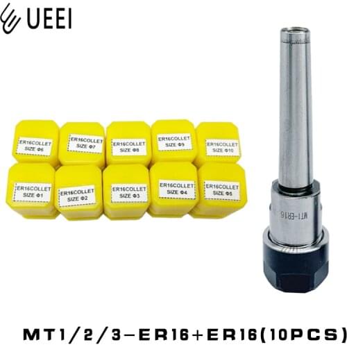 1pcs MT1 MT2 MT3 ER16 Morse taper with 10pcs High Precision ER16 1-10MM Spring Collet High Carbon Steel CNC tool holder clamp