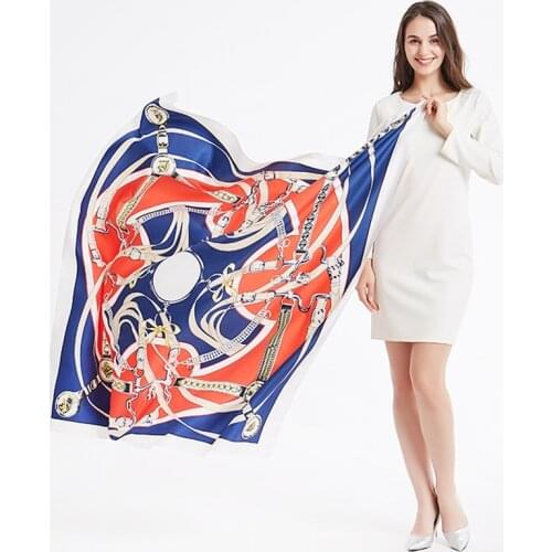 130*130cm TOP Silk Keychain luxurious Scarves Women Foulard Square Hijab Scarf Ladies Shawl wrap muffler pareo female hijab