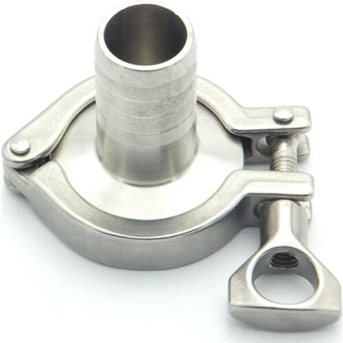 304 Stainless Steel Sanitary Pipe Fitting Set 14mm Hose Barb Ferrule + 1.5" Tri Clamp + Silicon Gasket + End Cap