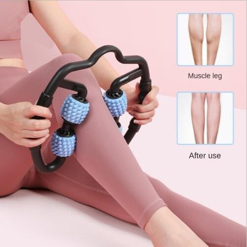 4 Wheel Fitness Yoga Pilates Massage Stick Arm Leg Neck Muscle Roller Massager for Household Yoga Sporting Ornaments