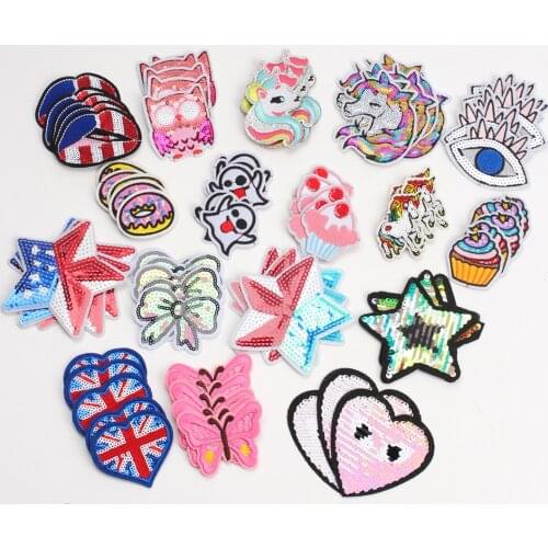 5pcs Embroidered Patches Sewing Accessories Patches Shiny Sequin Craft Supplies Clothing Sticker DIY Handicraft Applique Patches