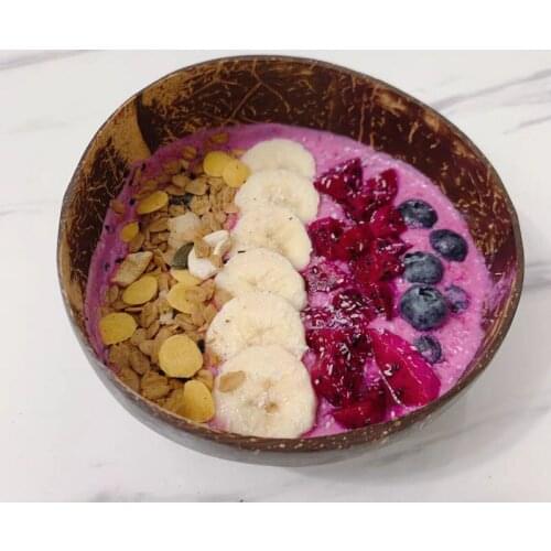 Coconut Bowl and Wooden Spoon Natural Coconut Shell Bowl Polished To Make Salad Bowl Wooden Bowl Smoothie Bowl Mixing Bowl Set