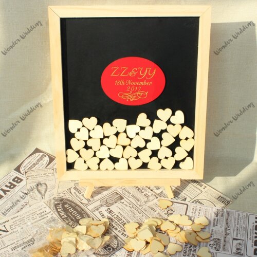 Custom Rustic Wedding Wooden Drop Top Box, Customized Name and Date Wedding Accessories, Wood Guest Book Personalized Heart Box