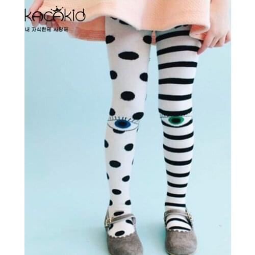 KACAKID Children Tights Pantyhose Dots Stripe Cute Baby Girl Pantyhose Tights Lovely Cotton Eyes Children Girl Pantyhose Ka1120