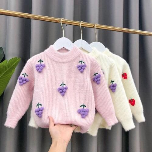 Kids Baby Sweaters Clothes Autumn/Winter Girls Tops for Girls Baby Hand-knitted Sweaters with Flower Children Warm Clothing