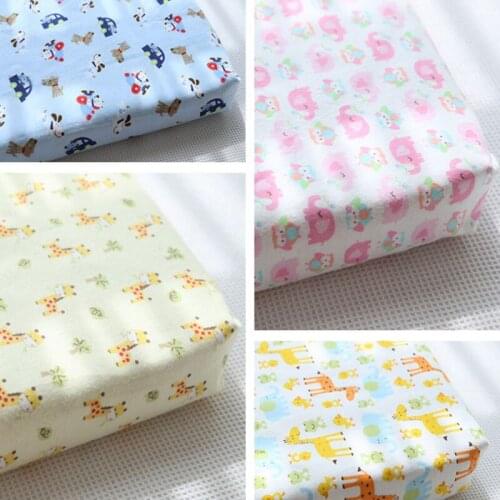 145cm Width Cute Giraffe Dog & Owl Printed 100% Cotton Flannel Fabric for Children Sleepwear Baby Blanket Pajamas