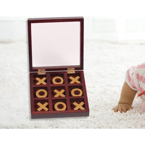 Puzzle Wooden Tic-Tac-Toe Game Noughts And Crosses Party Set Toy Parent-child Interaction X O Chess Living Room Decor