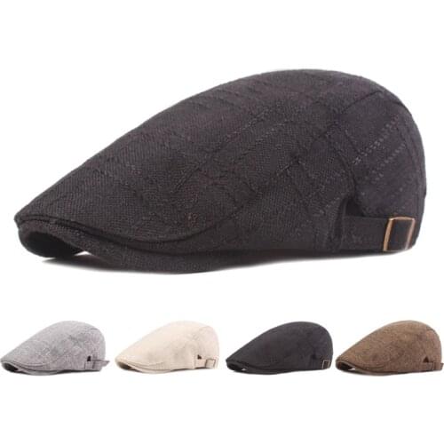 Fashion Men Women Beret Peaky Blinder Linen Flat Cap Summer Spring Beret Male Hat Adjustable Headwear Clothing Decor Accessory