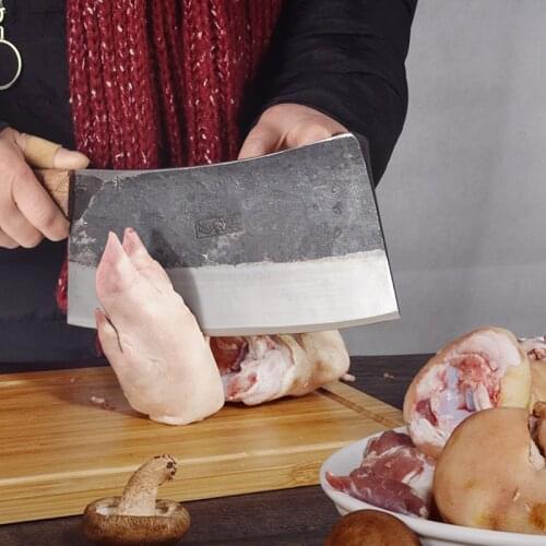 YAMY&CK Hand Forged Bone Knife High Carbon Steel Bone Knife Kitchen Sharp Axe Knife Professional Chef Knife Thick Tang Knife